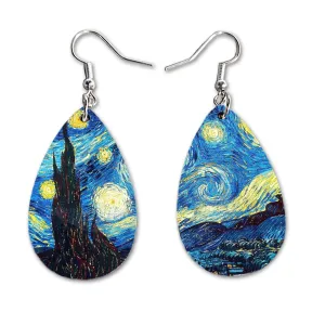 Starry Night Teardrop Earrings  Art-Inspired Jewelry for Women  Classic Van Gogh Painting Earrings  Lightweight & Hypoallergenic Dangle Earrings  Unique Gift for Art Lovers & Museum Enthusiasts