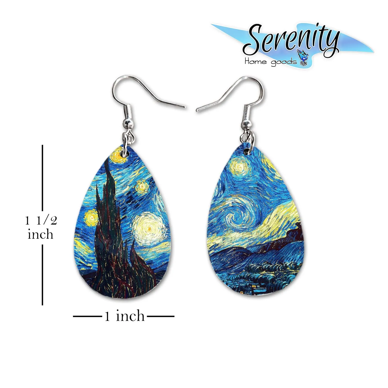 Starry Night Teardrop Earrings  Art-Inspired Jewelry for Women  Classic Van Gogh Painting Earrings  Lightweight & Hypoallergenic Dangle Earrings  Unique Gift for Art Lovers & Museum Enthusiasts