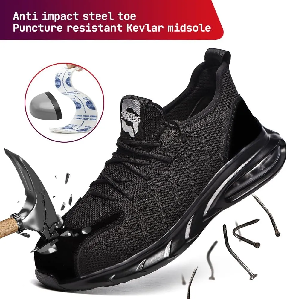 Steel Toe Sneakers for Men and Women Lightweight Comfortable Shoes Indestructible Slip Resistant Safety Work Shoes