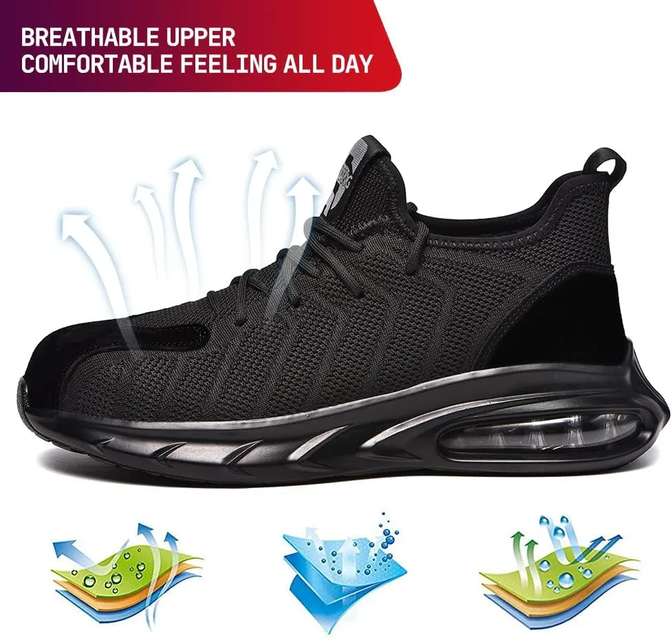 Steel Toe Sneakers for Men and Women Lightweight Comfortable Shoes Indestructible Slip Resistant Safety Work Shoes