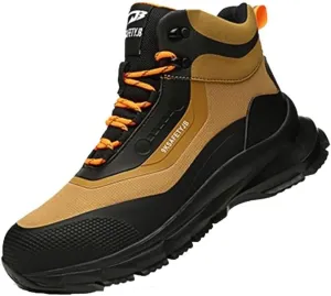 Steel Toe Sneakers for Men Comfortable and Lightweight Work Shoes Safety Boots Non Slip Footwear Orange