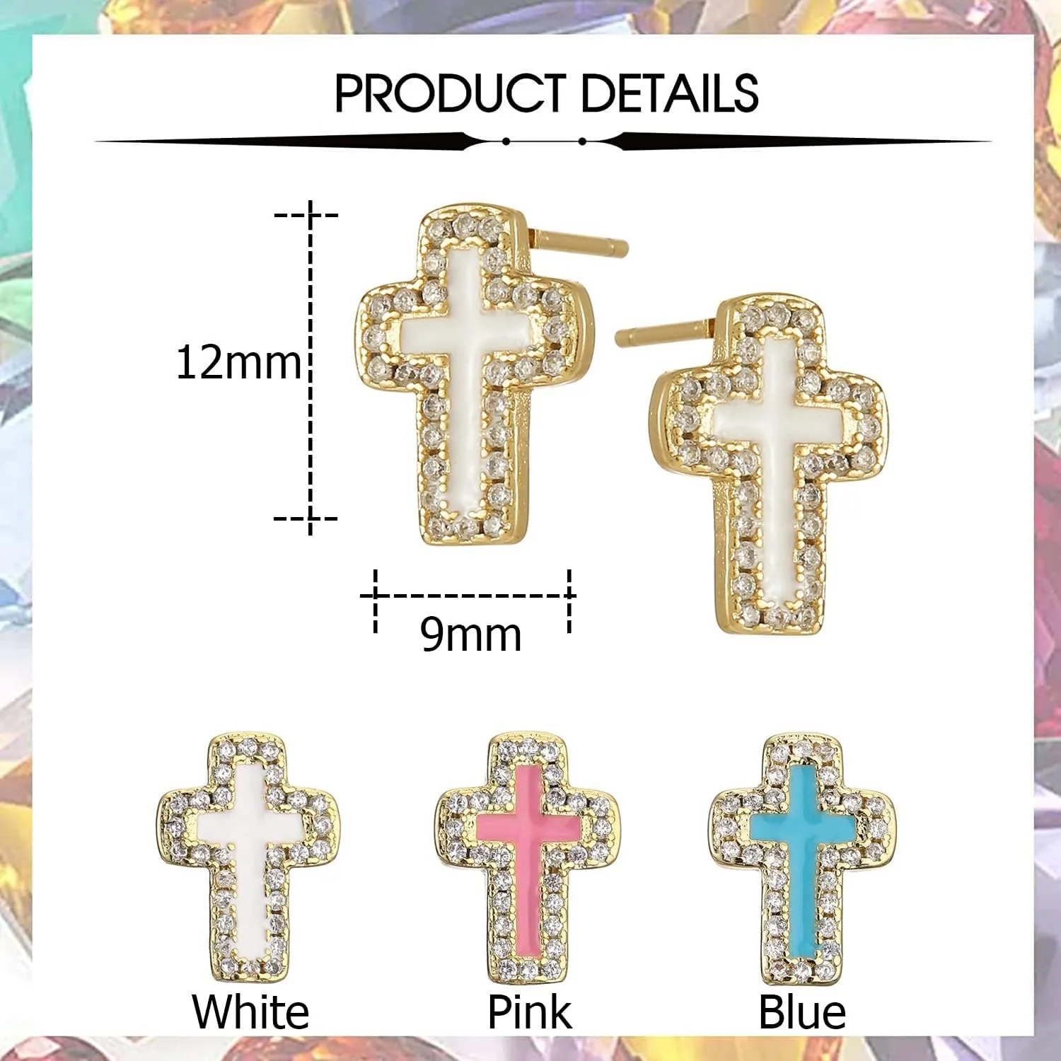 Sterling Silver Cross Stud Earrings for Women Cubic Zirconia Cross Stud Earrings for Girls Rhinestone Cross Earrings for Women