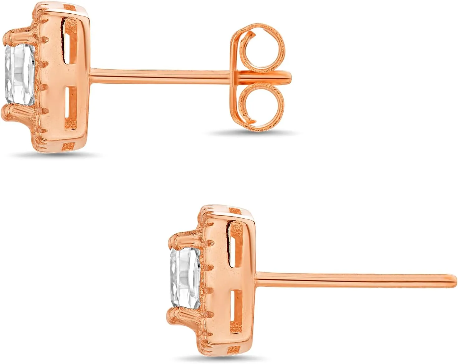 Sterling Silver Halo Square Cubic Zirconia Stud Earrings for Women
