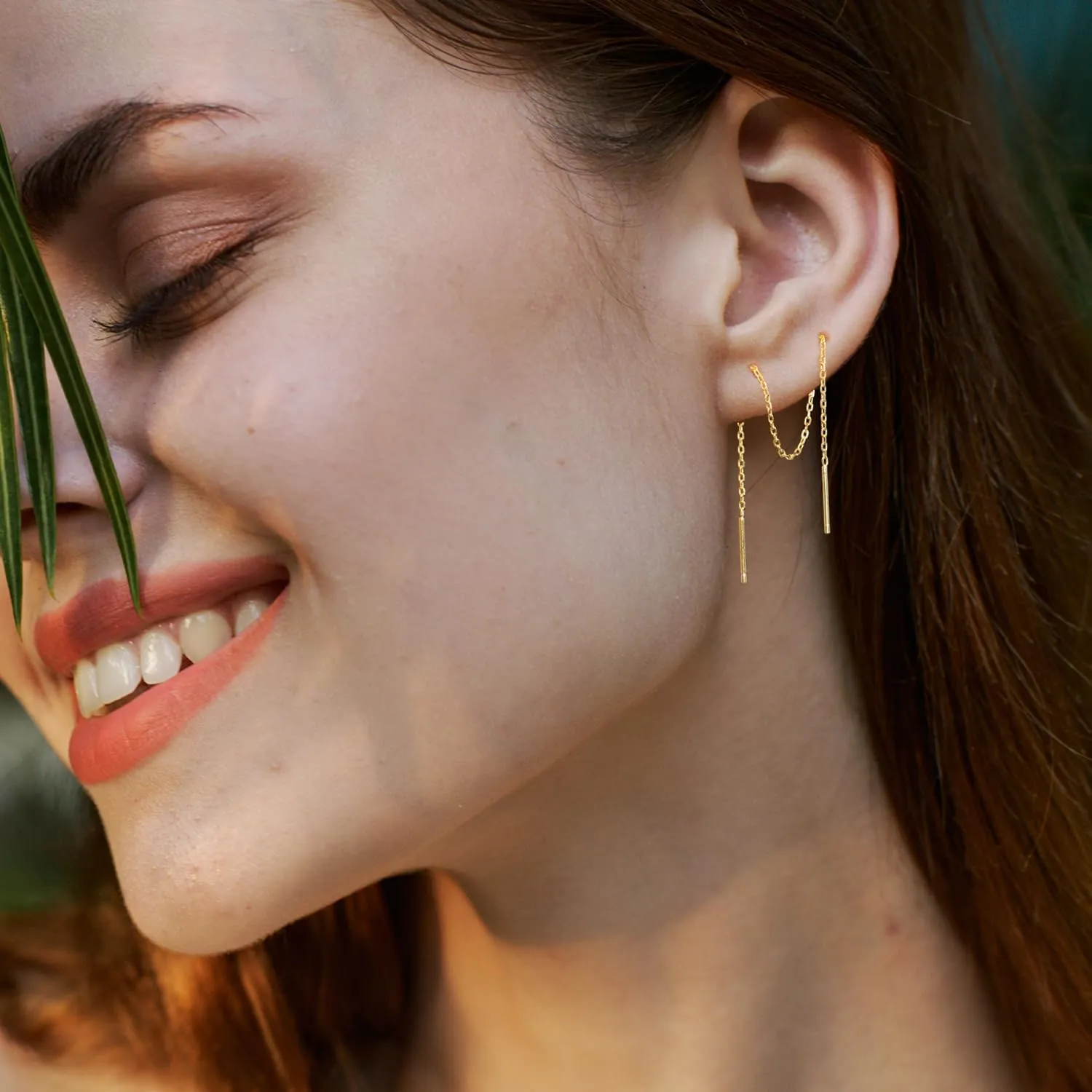 Sterling Silver Threader Chain Dangle Earrings,Versatile & Comfortable Hypoallergenic Silver Earrings Gold Plated 4.8 Inches