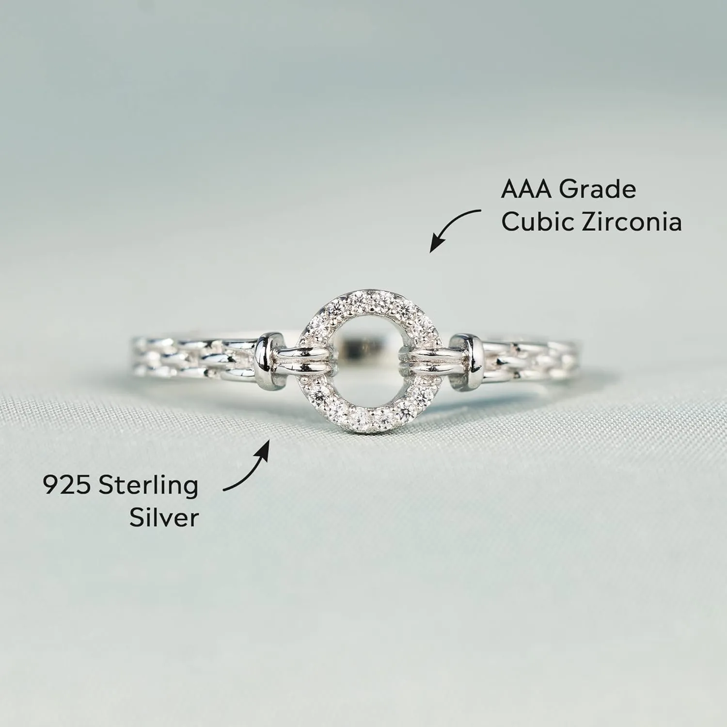 STORYJEWELLERY 925 Sterling Silver Rings, Pinky Ring for Women, Circle Statement Rings for Women, Unique Womens Gifts