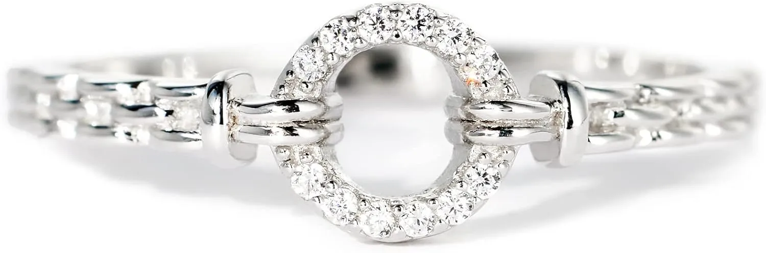 STORYJEWELLERY 925 Sterling Silver Rings, Pinky Ring for Women, Circle Statement Rings for Women, Unique Womens Gifts