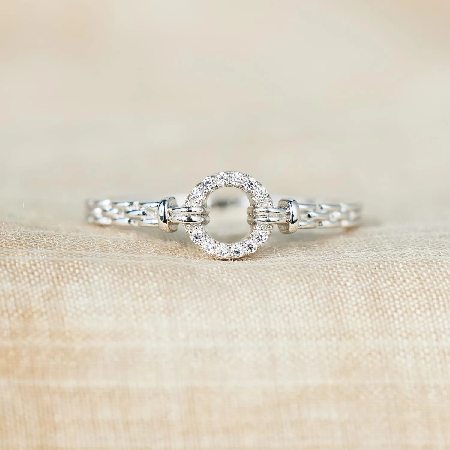 STORYJEWELLERY 925 Sterling Silver Rings, Pinky Ring for Women, Circle Statement Rings for Women, Unique Womens Gifts