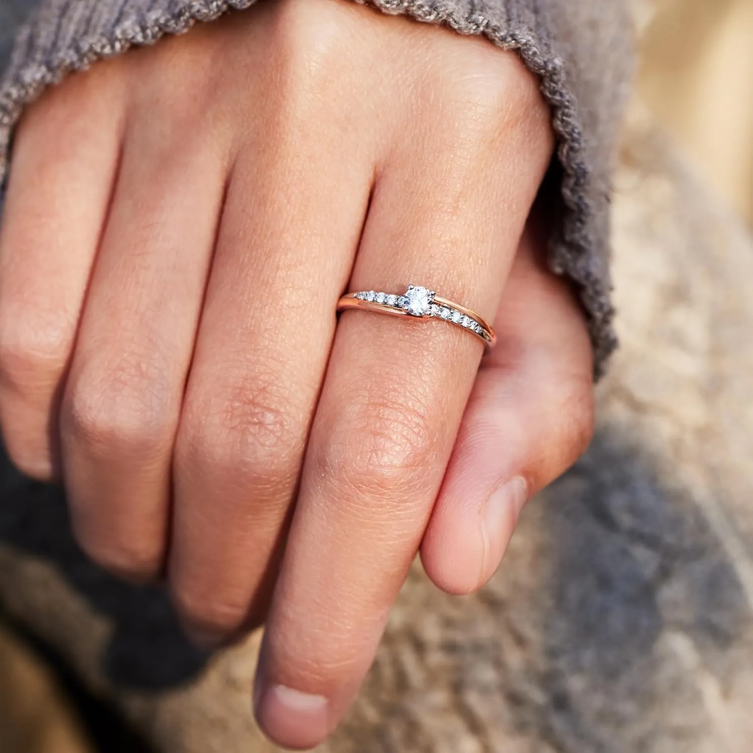 STORYJEWELLERY Promise Rings for Her, Dainty 925 Sterling Silver Two Tone Rings for Women, Unique Gifts for Women