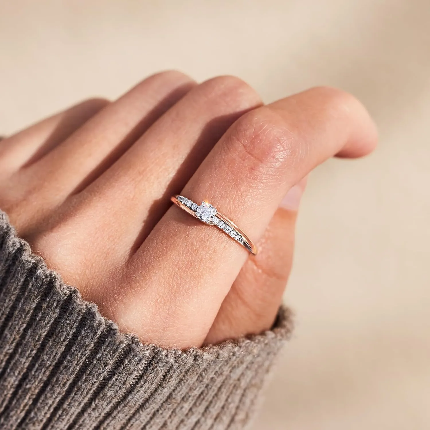 STORYJEWELLERY Promise Rings for Her, Dainty 925 Sterling Silver Two Tone Rings for Women, Unique Gifts for Women