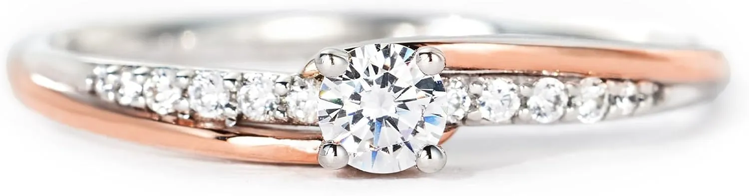STORYJEWELLERY Promise Rings for Her, Dainty 925 Sterling Silver Two Tone Rings for Women, Unique Gifts for Women