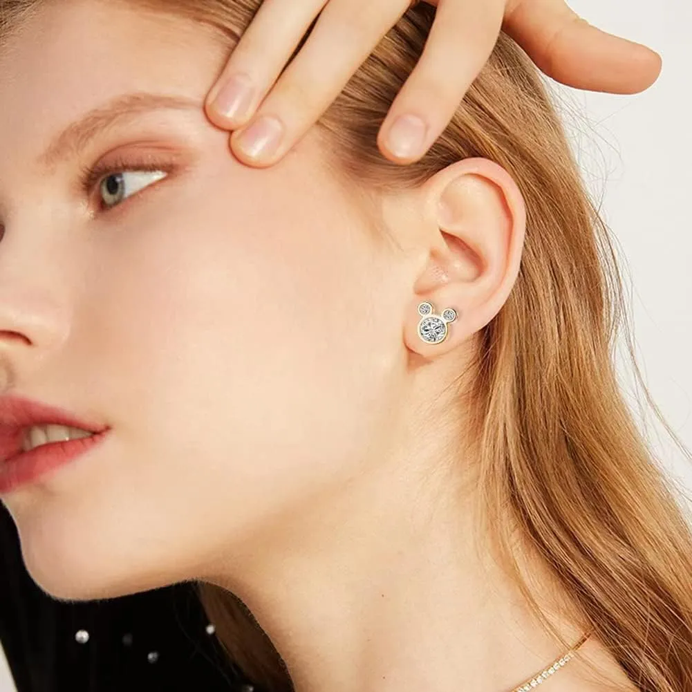 Stud Earring,S925 Silver Stud Earrings with Sparkling CZ Birthstone,Cute And Charm Stud Ear jewelry for Women Girl Gift,Hypoallergenic,6 Colors Available with Jewelry Box