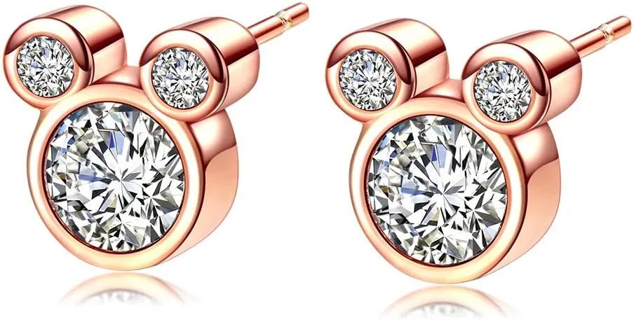 Stud Earring,S925 Silver Stud Earrings with Sparkling CZ Birthstone,Cute And Charm Stud Ear jewelry for Women Girl Gift,Hypoallergenic,6 Colors Available with Jewelry Box