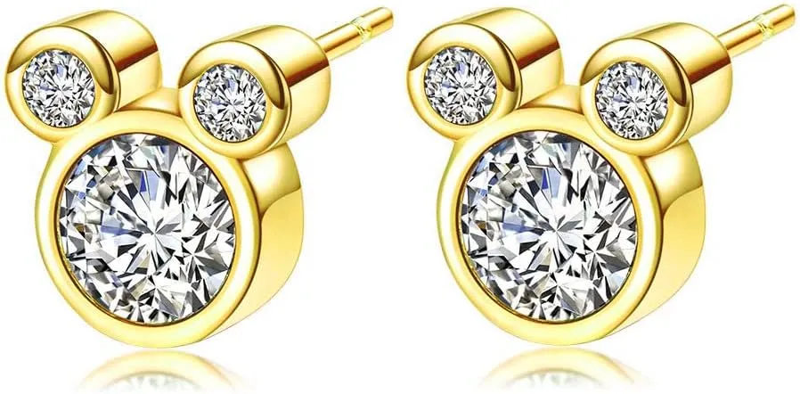 Stud Earring,S925 Silver Stud Earrings with Sparkling CZ Birthstone,Cute And Charm Stud Ear jewelry for Women Girl Gift,Hypoallergenic,6 Colors Available with Jewelry Box