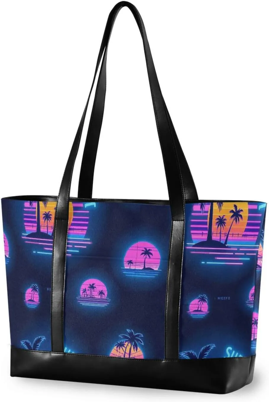 Summer Neon Coconut Tree Sunset Portable bag for woman with zipper for ladies with diaper bolsa para laptop mujer
