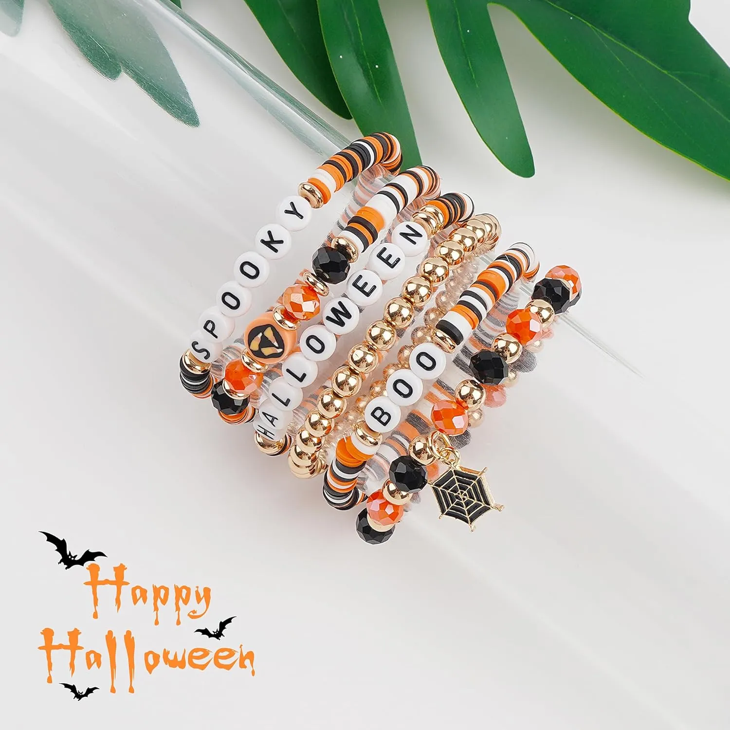 Summer Surfer Heishi Bracelet Set for Women Stackable Gold Clay Ploymer Bead Stretch Pink Beach Layering Bracelets Jewelry