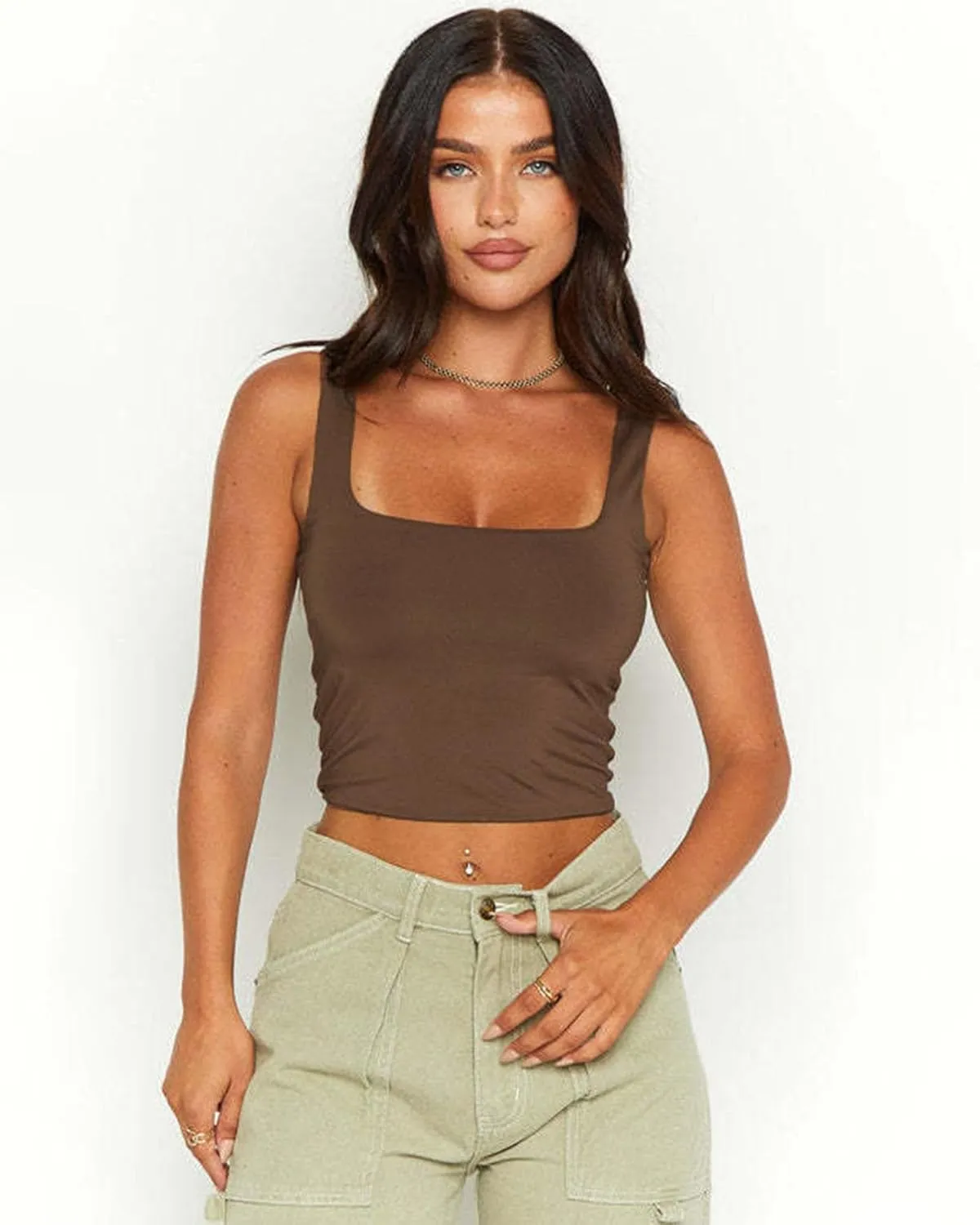 SUNDELL 3 Pack Crop Tank Tops for Women Casual Sleeveless Crop Tops Double Layer Cropped Yoga Workout Tops