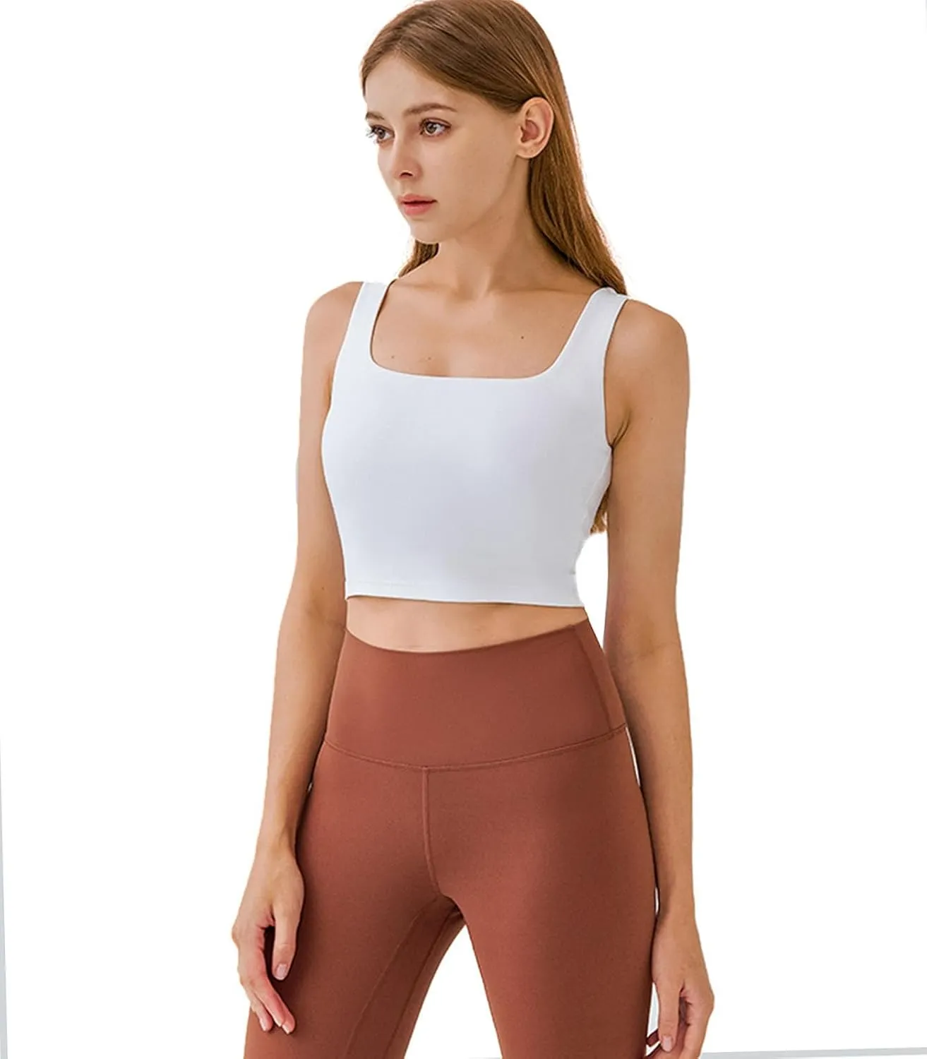 SUNDELL 3 Pack Crop Tank Tops for Women Casual Sleeveless Crop Tops Double Layer Cropped Yoga Workout Tops