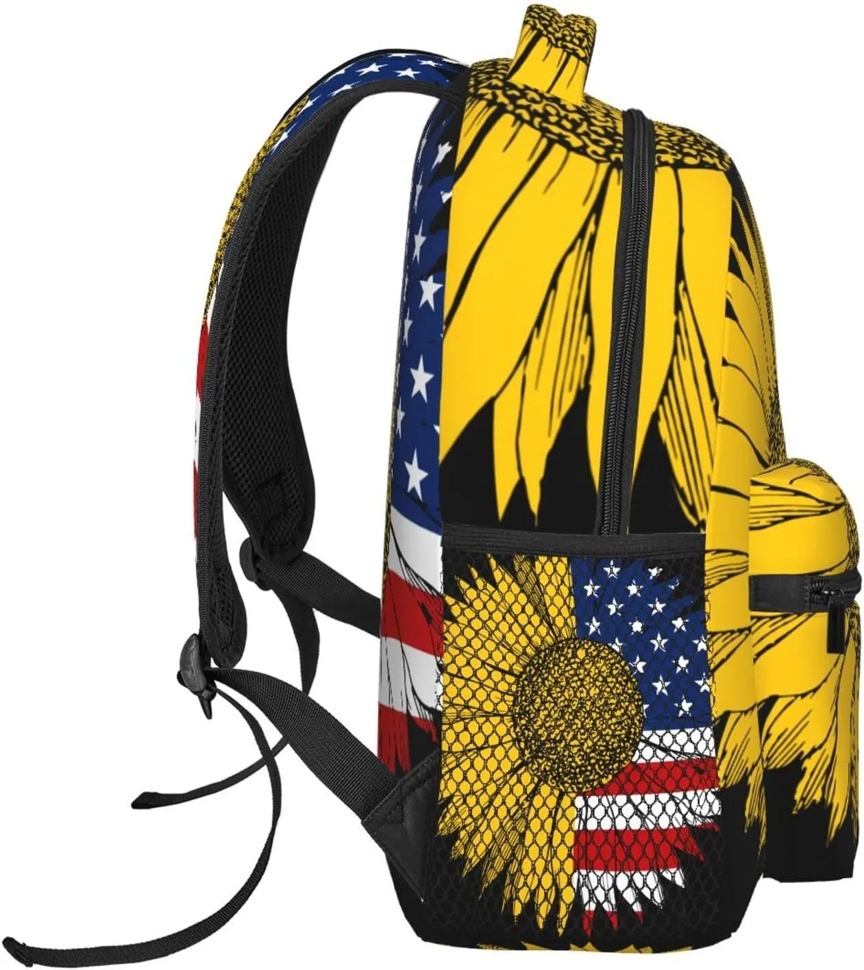 Sunflower American Flag Backpacks 15in Laptop Backpack Multipurpose Double Shoulder Bag For Men Women Gifts