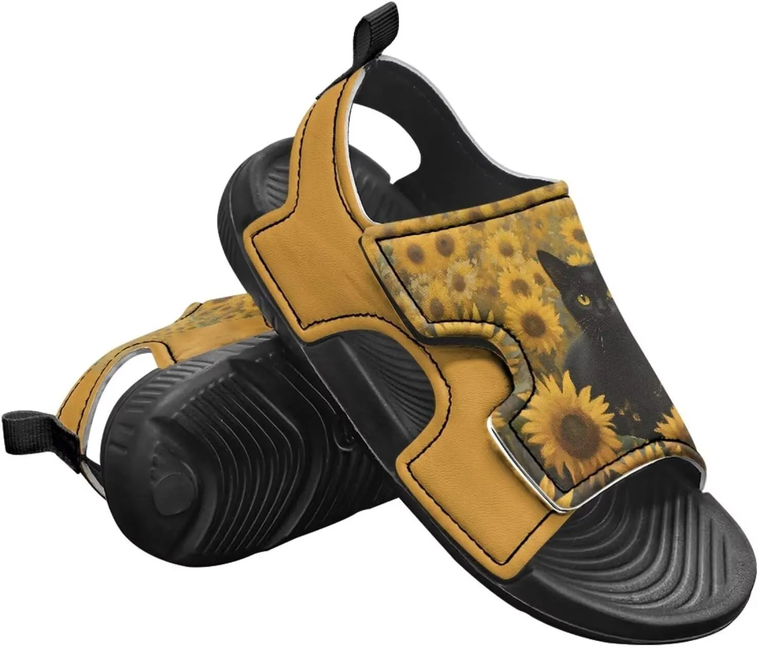 Sunflower Cow Sandals Boys Sport Athletic Hiking Sandals Lightweight Open Toe Summer Beach Water Shoes for Toddler Kids