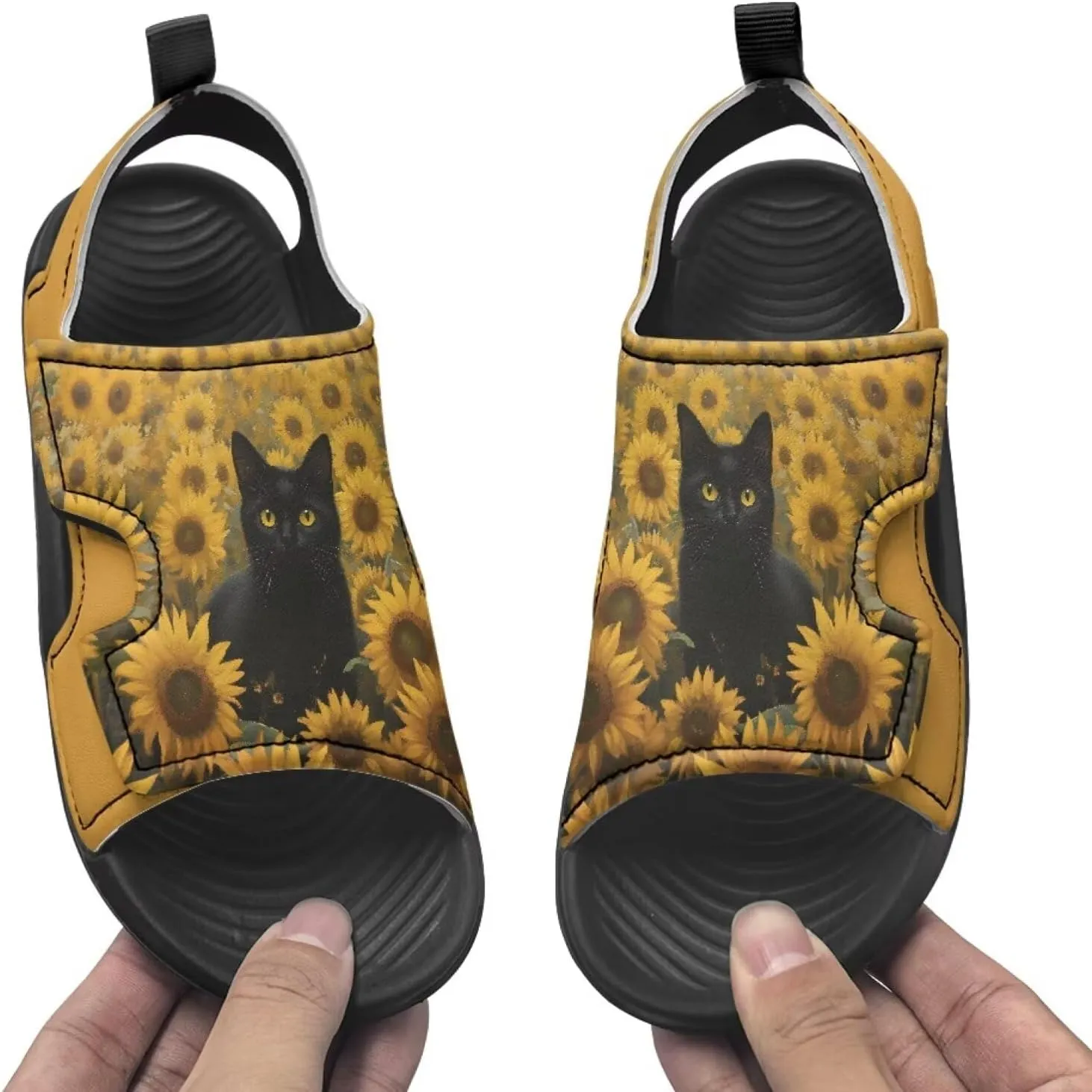 Sunflower Cow Sandals Boys Sport Athletic Hiking Sandals Lightweight Open Toe Summer Beach Water Shoes for Toddler Kids