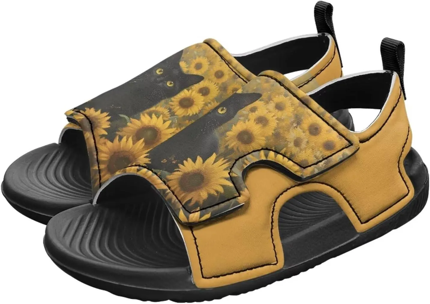 Sunflower Cow Sandals Boys Sport Athletic Hiking Sandals Lightweight Open Toe Summer Beach Water Shoes for Toddler Kids