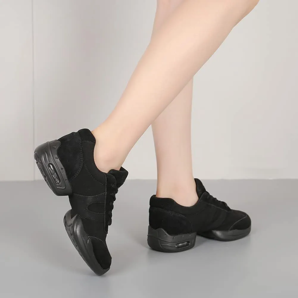 SWDZM Women's Jazz Shoes Lace-up Sneakers Breathable Air Cushion Split Sole Athletic Walking Dancing Shoes,Model T01