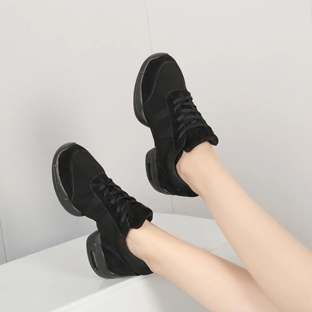 SWDZM Women's Jazz Shoes Lace-up Sneakers Breathable Air Cushion Split Sole Athletic Walking Dancing Shoes,Model T01
