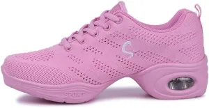 SWDZM Women's Jazz Shoes Lace-up Sneakers Breathable Air Cushion Split Sole Athletic Walking Dancing Shoes,Model T01