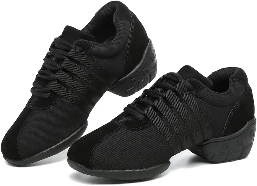 SWDZM Women's Jazz Shoes Lace-up Sneakers Breathable Air Cushion Split Sole Athletic Walking Dancing Shoes,Model T01
