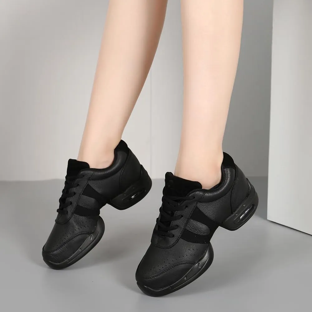 SWDZM Women's Jazz Shoes Lace-up Sneakers Breathable Air Cushion Split Sole Athletic Walking Dancing Shoes,Model T01