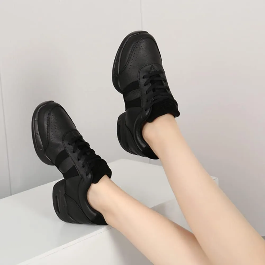 SWDZM Women's Jazz Shoes Lace-up Sneakers Breathable Air Cushion Split Sole Athletic Walking Dancing Shoes,Model T01