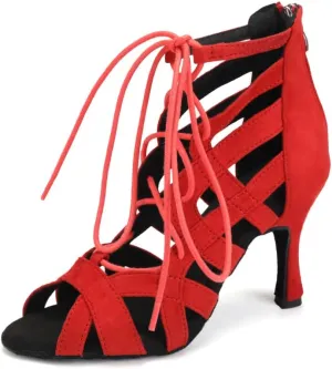 SWDZM Women's Peep Toe Ballroom Dance Boots Ankle Latin Salsa Dance Dress Shoes