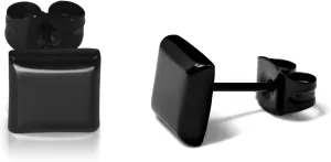 TGNEL Black Titanium Earrings Men Classic Square Stud Earrings Hypoallergenic for Men Sensitive Ears