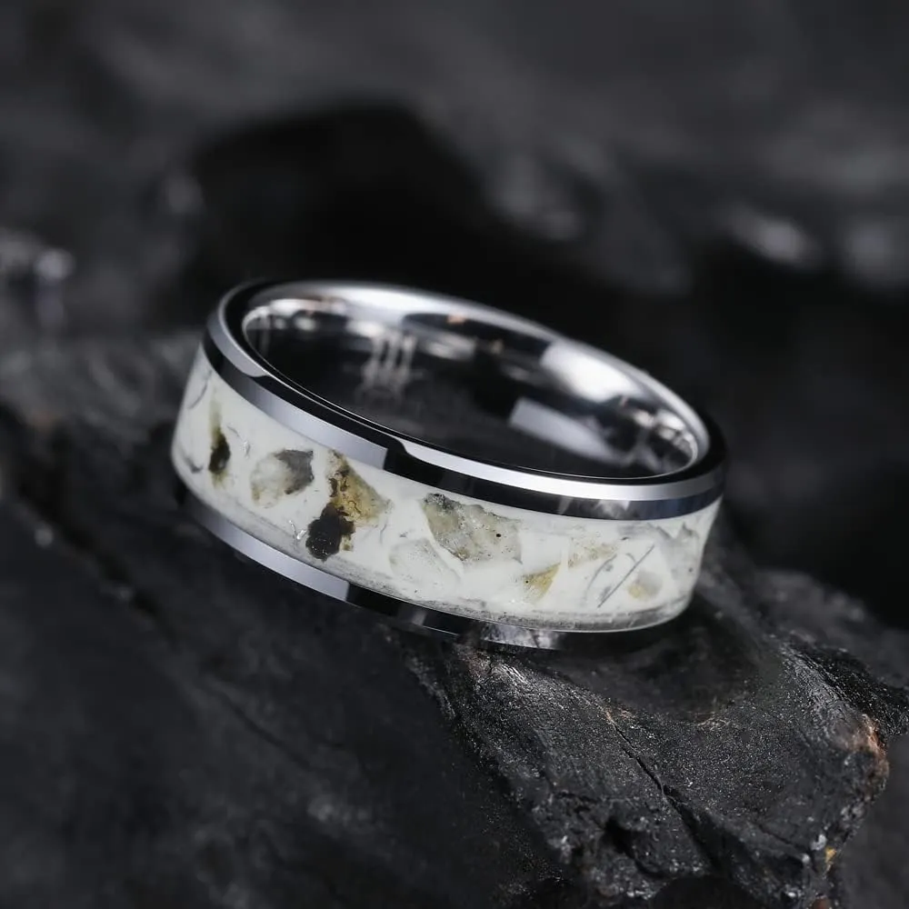 THREE KEYS JEWELRY Glows at Night Tungsten Ring for Men Unique Band Luminous in the Dark