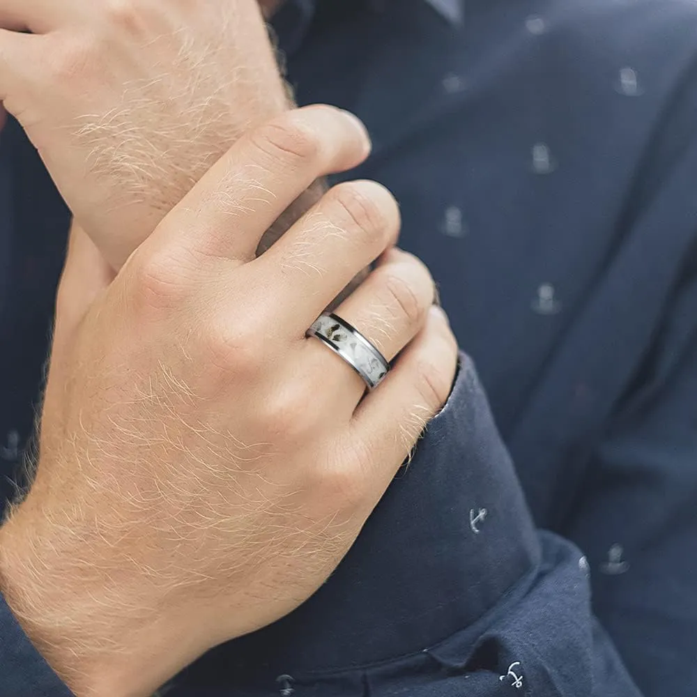 THREE KEYS JEWELRY Glows at Night Tungsten Ring for Men Unique Band Luminous in the Dark