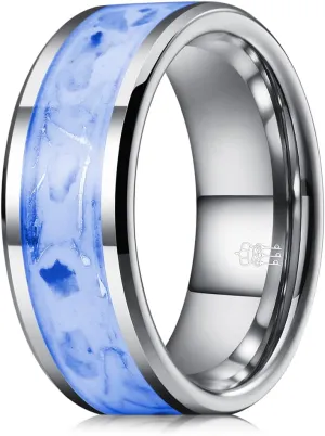 THREE KEYS JEWELRY Glows at Night Tungsten Ring for Men Unique Band Luminous in the Dark