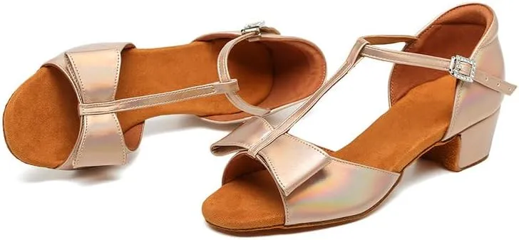 TINRYMX Girls&Women Latin Dance Shoes Ballroom Salsa Tango Professional Performance Practice Dance Shoes,Model-EM-PMTL