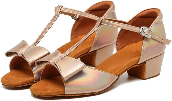 TINRYMX Girls&Women Latin Dance Shoes Ballroom Salsa Tango Professional Performance Practice Dance Shoes,Model-EM-PMTL