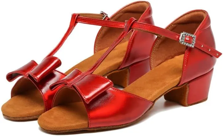 TINRYMX Girls&Women Latin Dance Shoes Ballroom Salsa Tango Professional Performance Practice Dance Shoes,Model-EM-PMTL