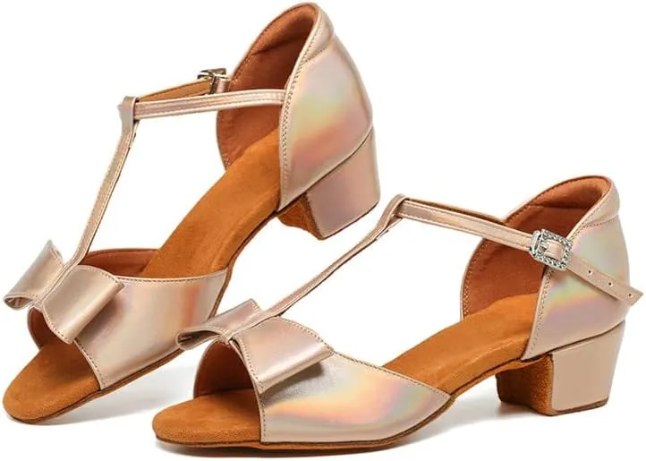 TINRYMX Girls&Women Latin Dance Shoes Ballroom Salsa Tango Professional Performance Practice Dance Shoes,Model-EM-PMTL