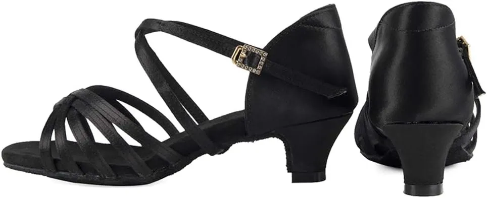 TINRYMX Girls&Women Latin Dance Shoes Silk Ballroom Salsa Tango Professional Performance Practice Dance Shoes,Model-SS-TL-ZSXGG/202