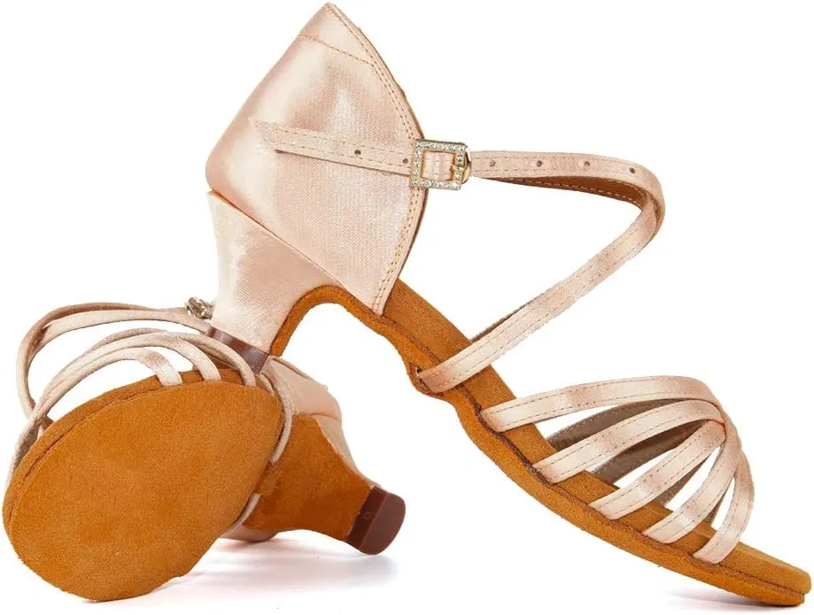 TINRYMX Girls&Women Latin Dance Shoes Silk Ballroom Salsa Tango Professional Performance Practice Dance Shoes,Model-SS-TL-ZSXGG/202