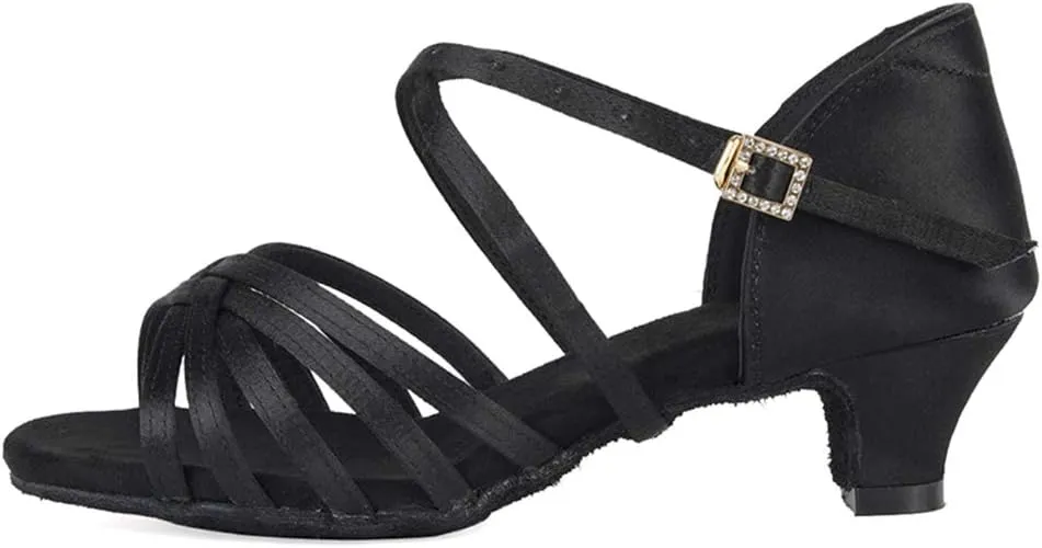 TINRYMX Girls&Women Latin Dance Shoes Silk Ballroom Salsa Tango Professional Performance Practice Dance Shoes,Model-SS-TL-ZSXGG/202