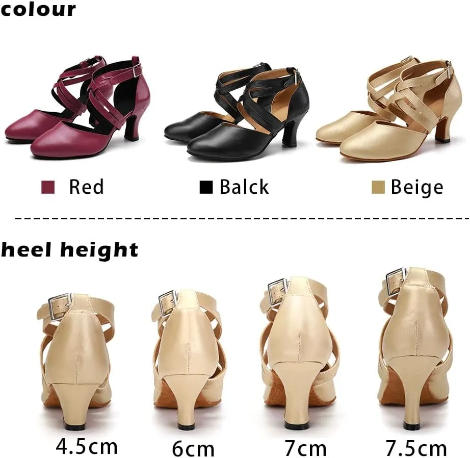 TINRYMX Women Ballroom Dance Shoes Closed Toe Character Modern Latin Salsa Tango Waltz Performance Dancing Shoes,Model-7161KD