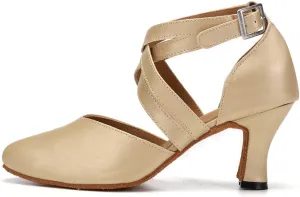 TINRYMX Women Ballroom Dance Shoes Closed Toe Character Modern Latin Salsa Tango Waltz Performance Dancing Shoes,Model-7161KD
