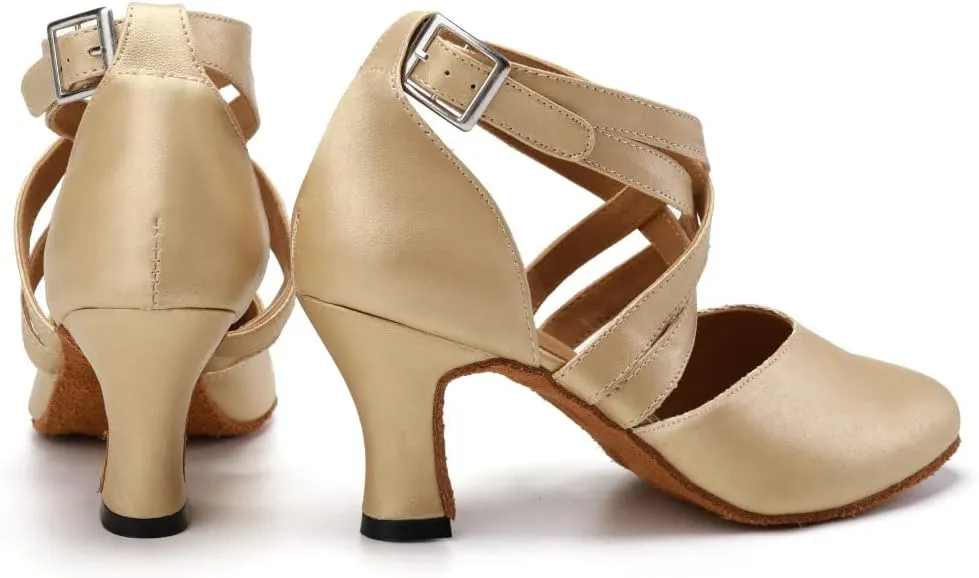 TINRYMX Women Ballroom Dance Shoes Closed Toe Character Modern Latin Salsa Tango Waltz Performance Dancing Shoes,Model-7161KD