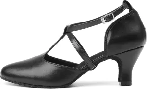TINRYMX Women Ballroom Dance Shoes Closed Toe T-Strap Character Modern Latin Salsa Tango Waltz Performance Dancing Shoes,Model-YCL272