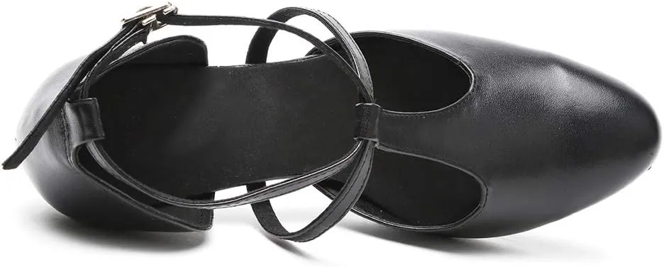 TINRYMX Women Ballroom Dance Shoes Closed Toe T-Strap Character Modern Latin Salsa Tango Waltz Performance Dancing Shoes,Model-YCL272