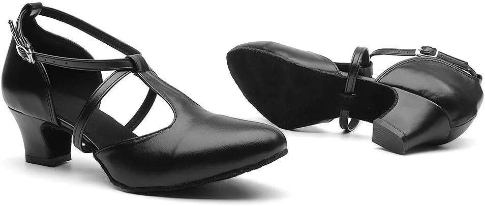 TINRYMX Women Ballroom Dance Shoes Closed Toe T-Strap Character Modern Latin Salsa Tango Waltz Performance Dancing Shoes,Model-YCL272