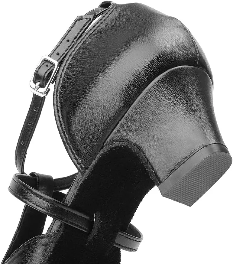 TINRYMX Women Ballroom Dance Shoes Closed Toe T-Strap Character Modern Latin Salsa Tango Waltz Performance Dancing Shoes,Model-YCL272